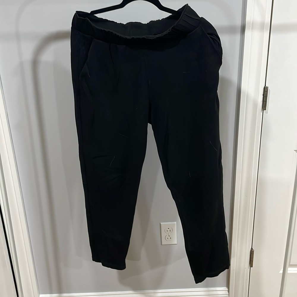 Elastic waist black straight leg pants